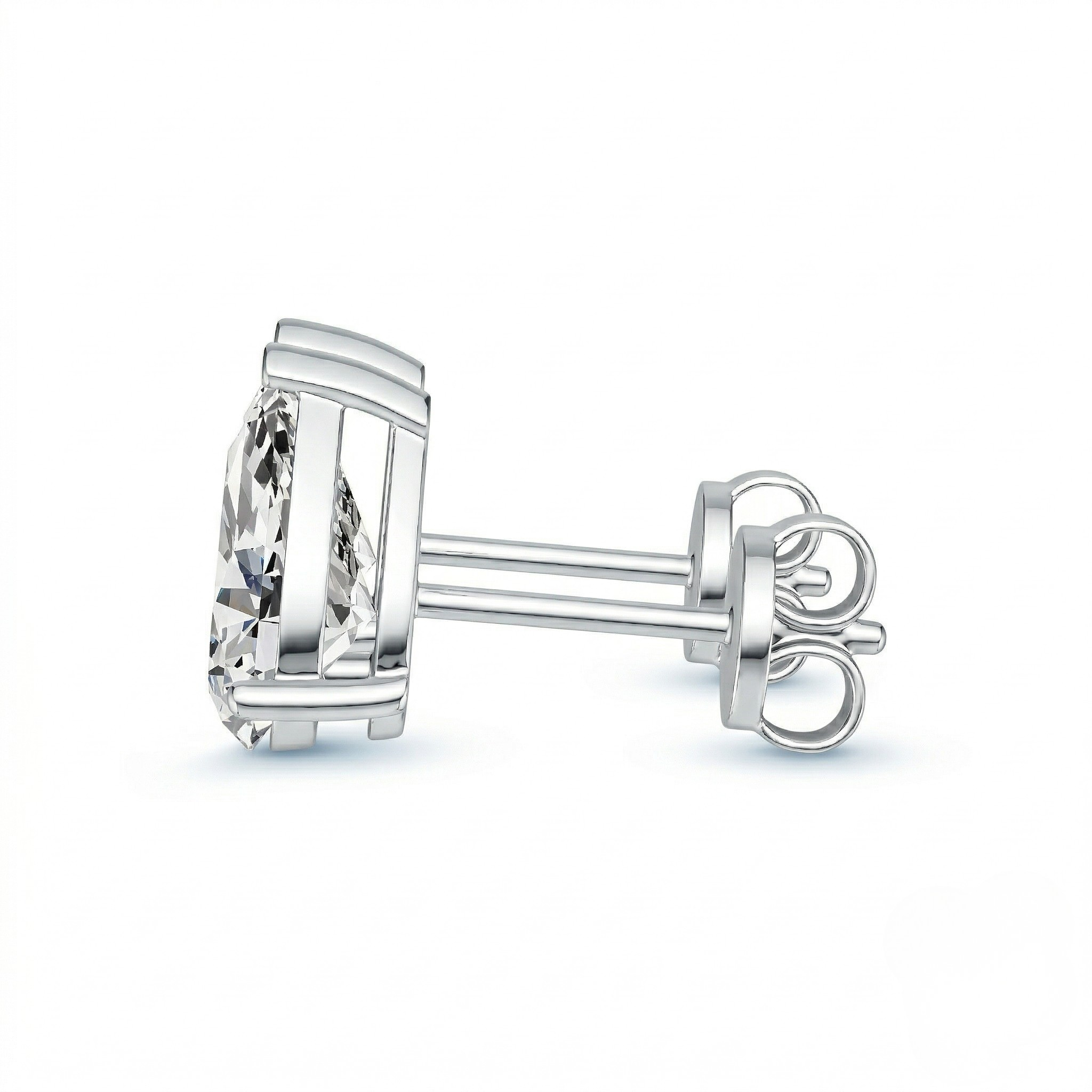 Silver diamond studs earrings on a white background - 10K White Silver Lab Diamond Earrings 0.549ct by J.Collins Jewelry 