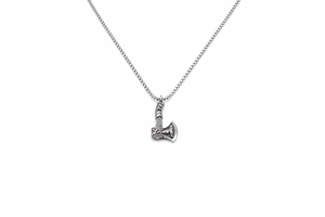 Silver necklace with a small pendant on a white background-J.Collins Jewelry