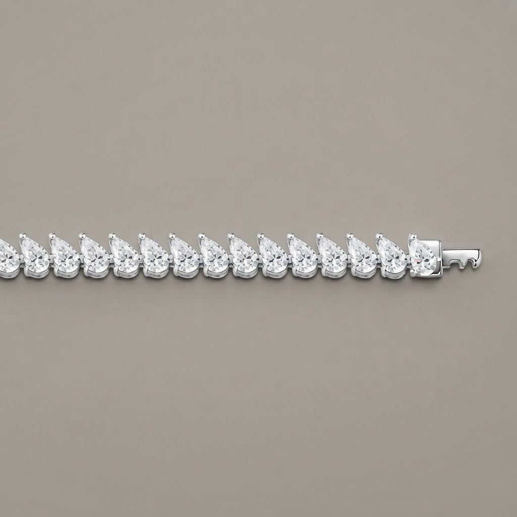 S925 Silver Pear Cut Moissanite Tennis Bracelet