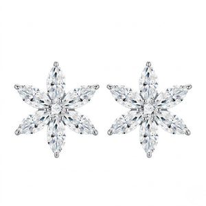 Marquise Cut D Color Moissanite Flower Earrings