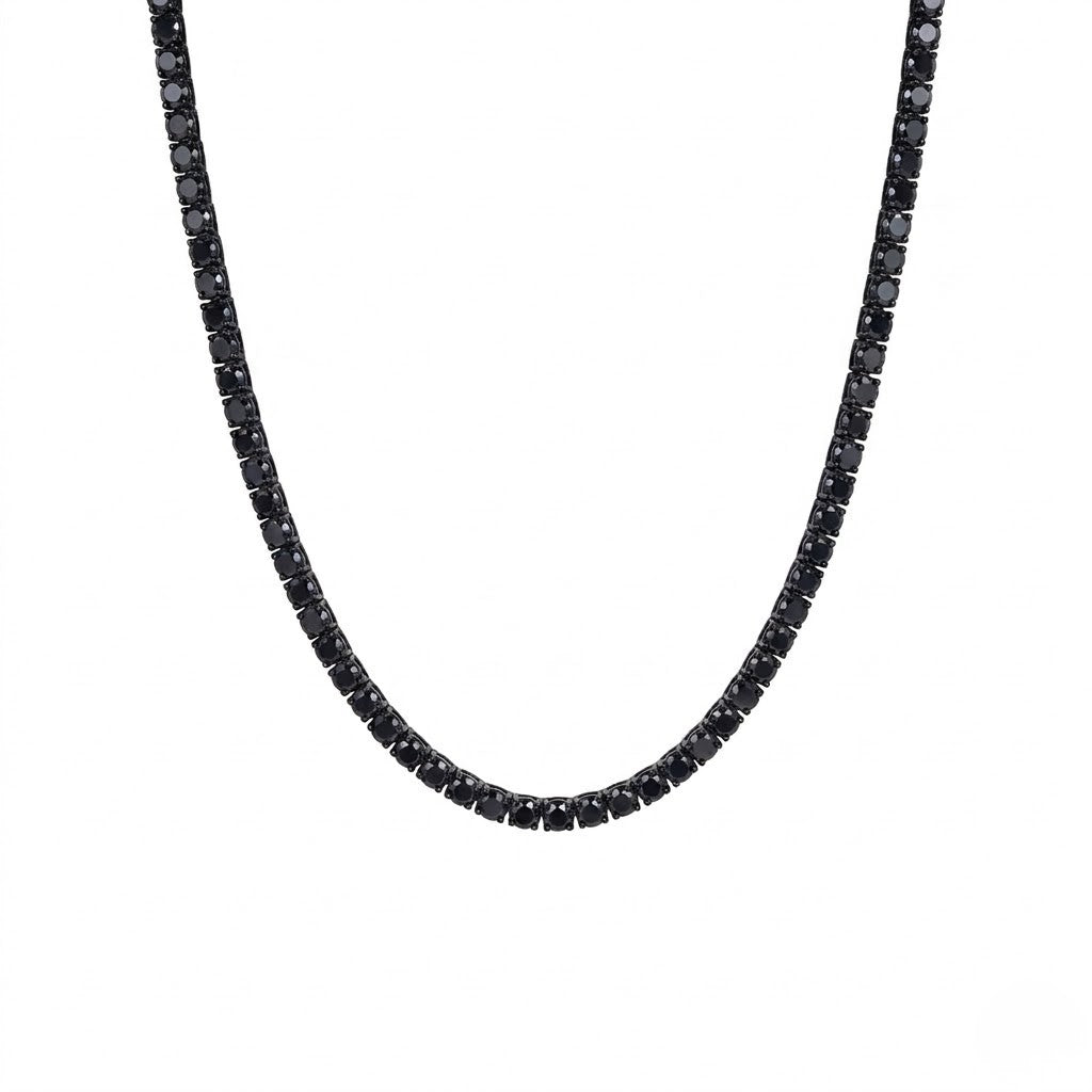 Iced Out Black Moissanite Tennis Chain