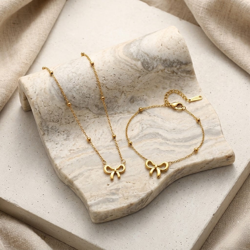 Bow Tie Jewelry Set - 2 in 1