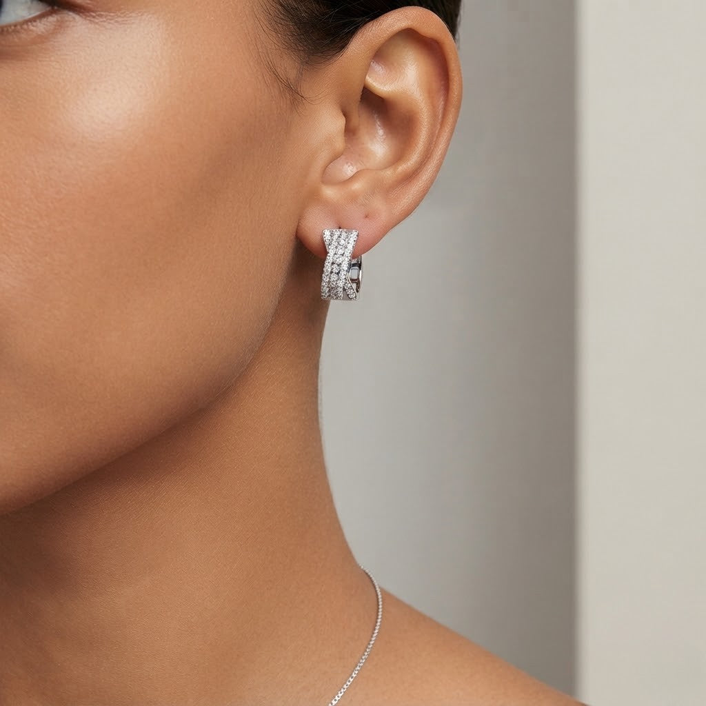 Twisted X Round Moissanite Hoop Earrings