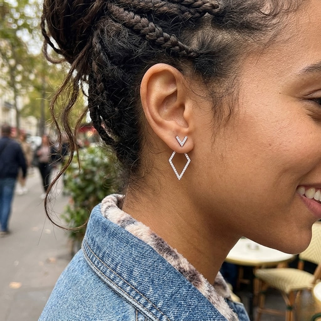 Geometric Kite Moissanite Earrings