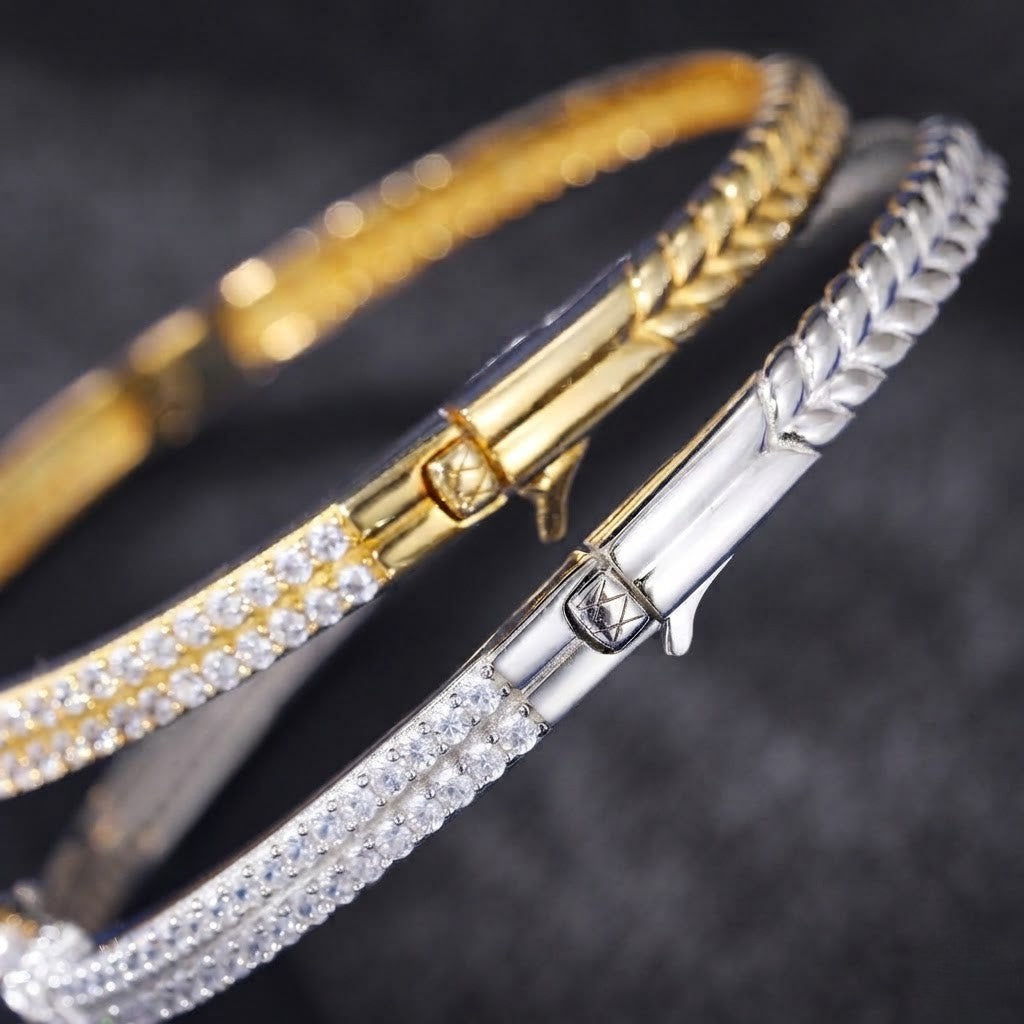 925 Sterling Silver Horseshoe Paved Bangle