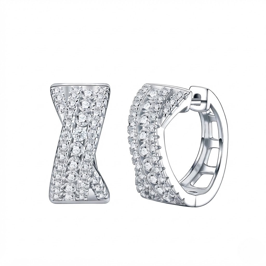 Twisted X Round Moissanite Hoop Earrings