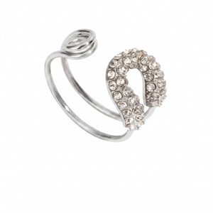Silver open ring with crystal accents and a swirl design, J.Collins Jewelry Celestial Sparkle Ring