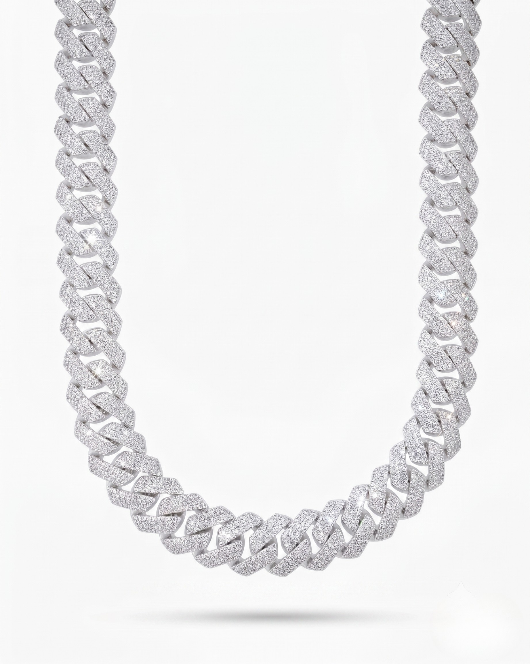 Iced Out Cuban Link Chain White Gold 14mm