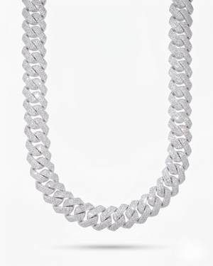 Iced Out Cuban Link Chain White Gold 14mm