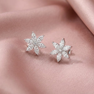 Marquise Cut D Color Moissanite Flower Earrings