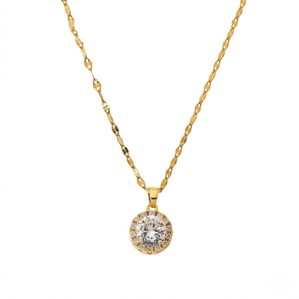 Round Solitaire Pendant Chain