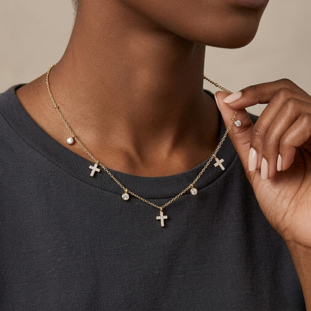 Multi Cross Dangle Necklace