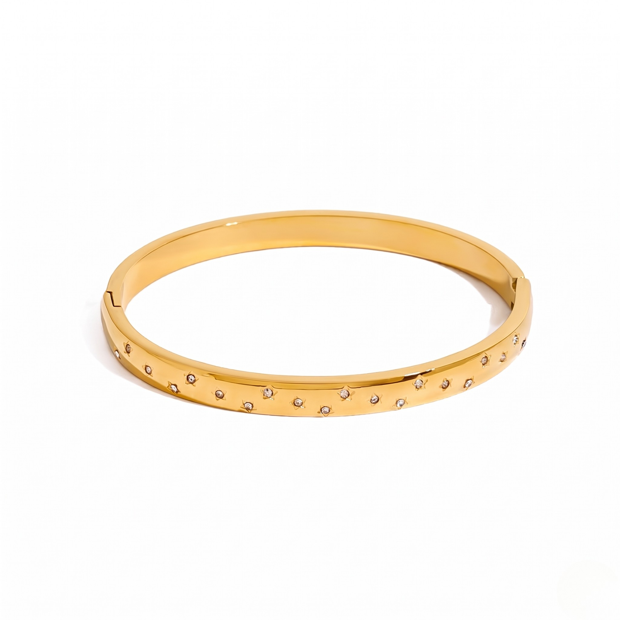 Gold bracelet with scattered crystals, sleek and elegant design from J.Collins Jewelry