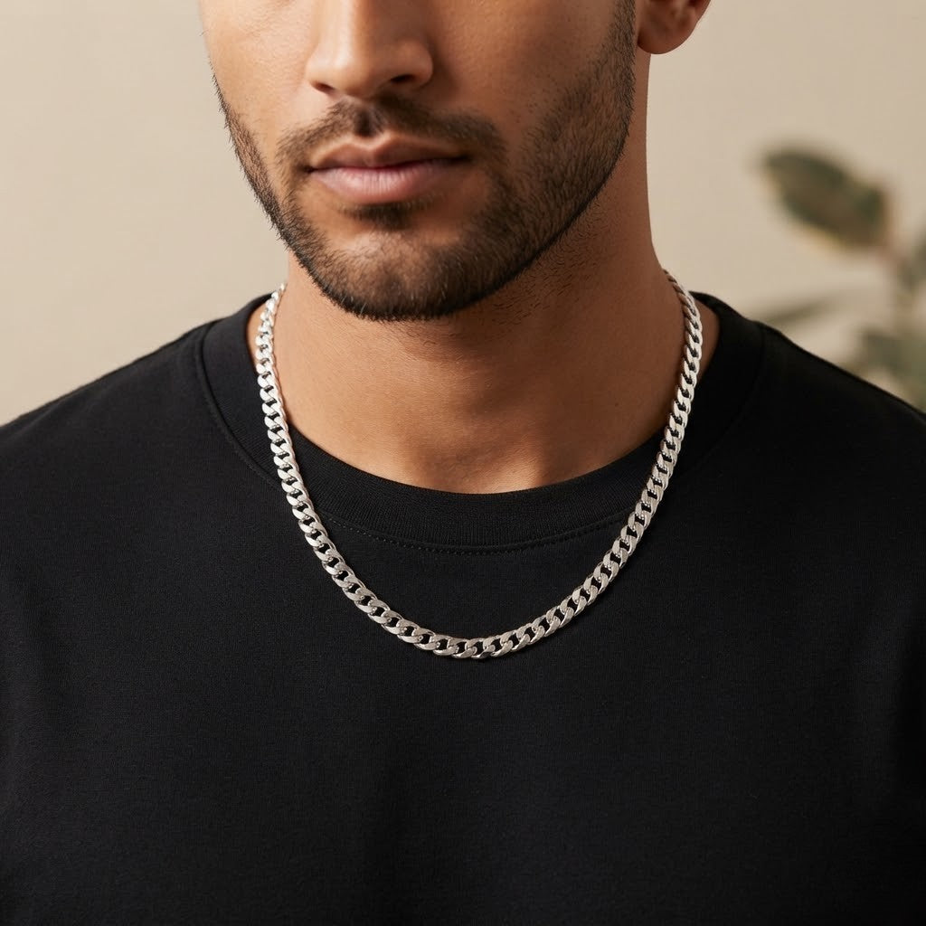 925 Sterling Silver Plain Miami Cuban Link Chain