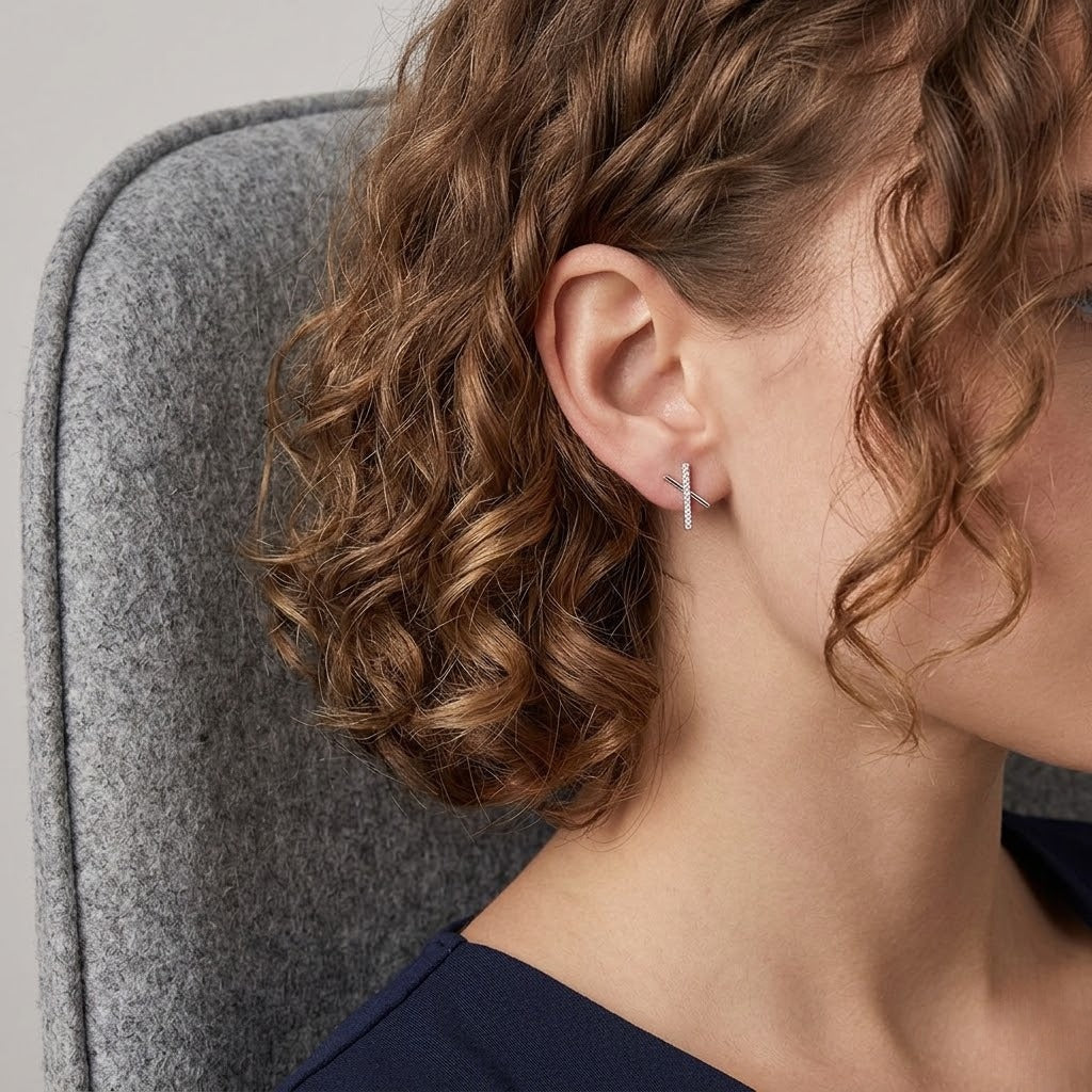 Crystal Crossbar Earrings