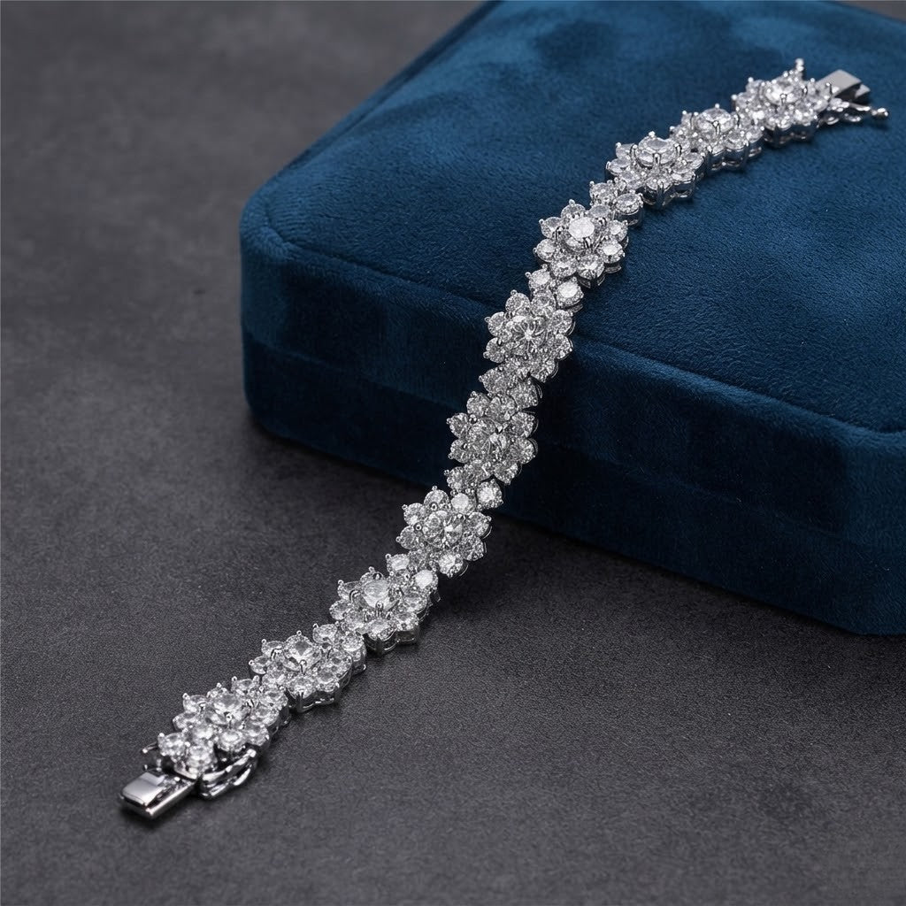 Color VVS Sunflower Moissanite Tennis Bracelet