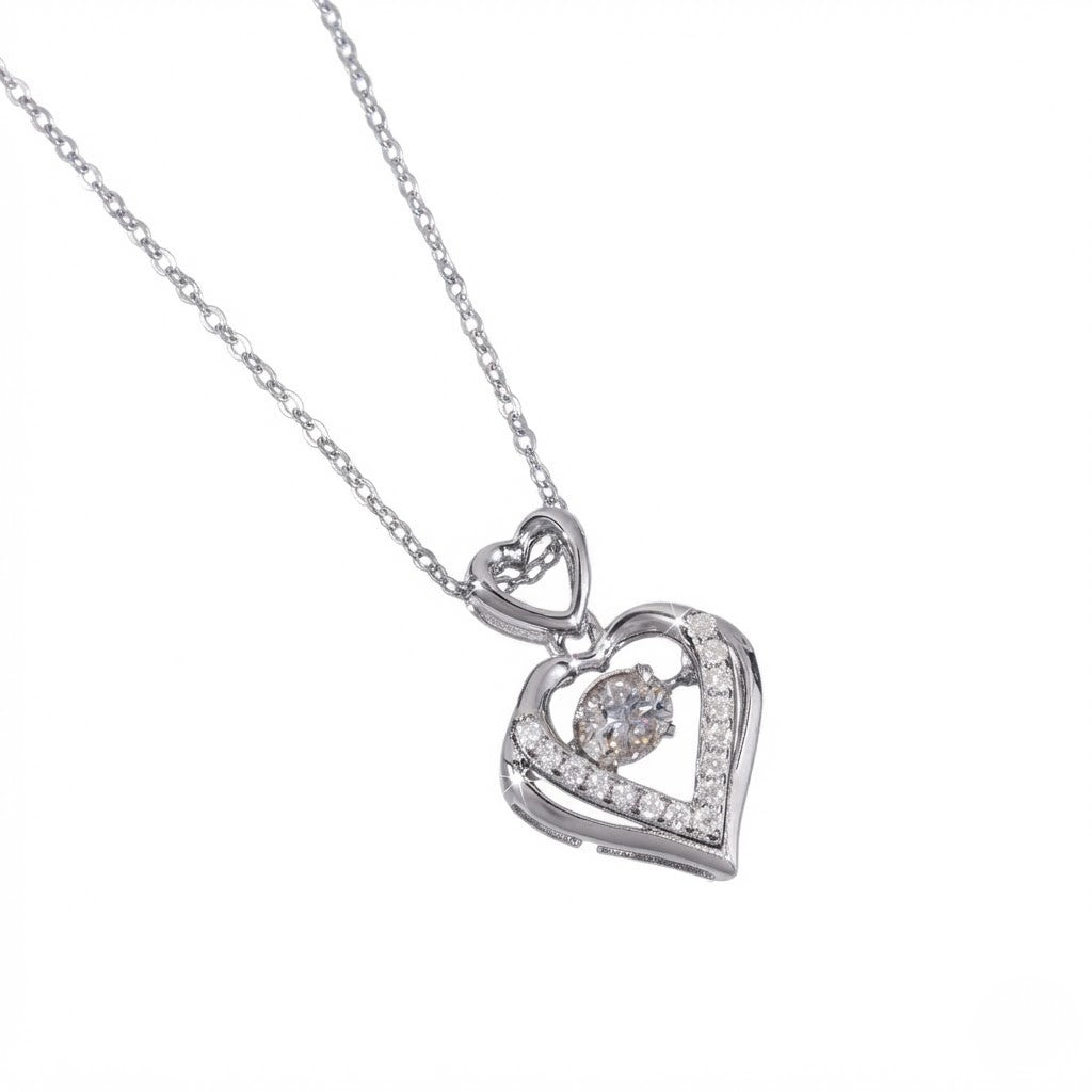 0.5ct Solitaire Double Heart Diamond Moissanite Pendant
