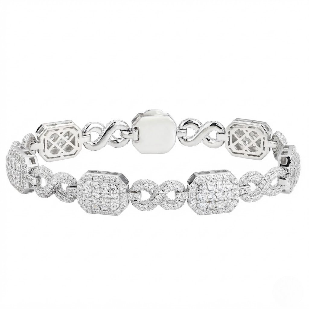 10mm 925 Silver Infinity Pavé Gemstone Bracelet
