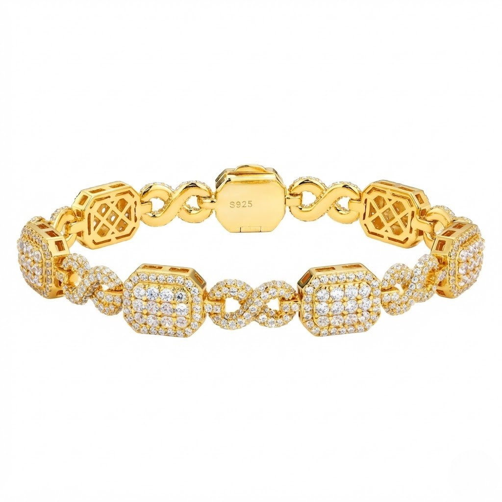 10mm 925 Silver Infinity Pavé Gemstone Bracelet