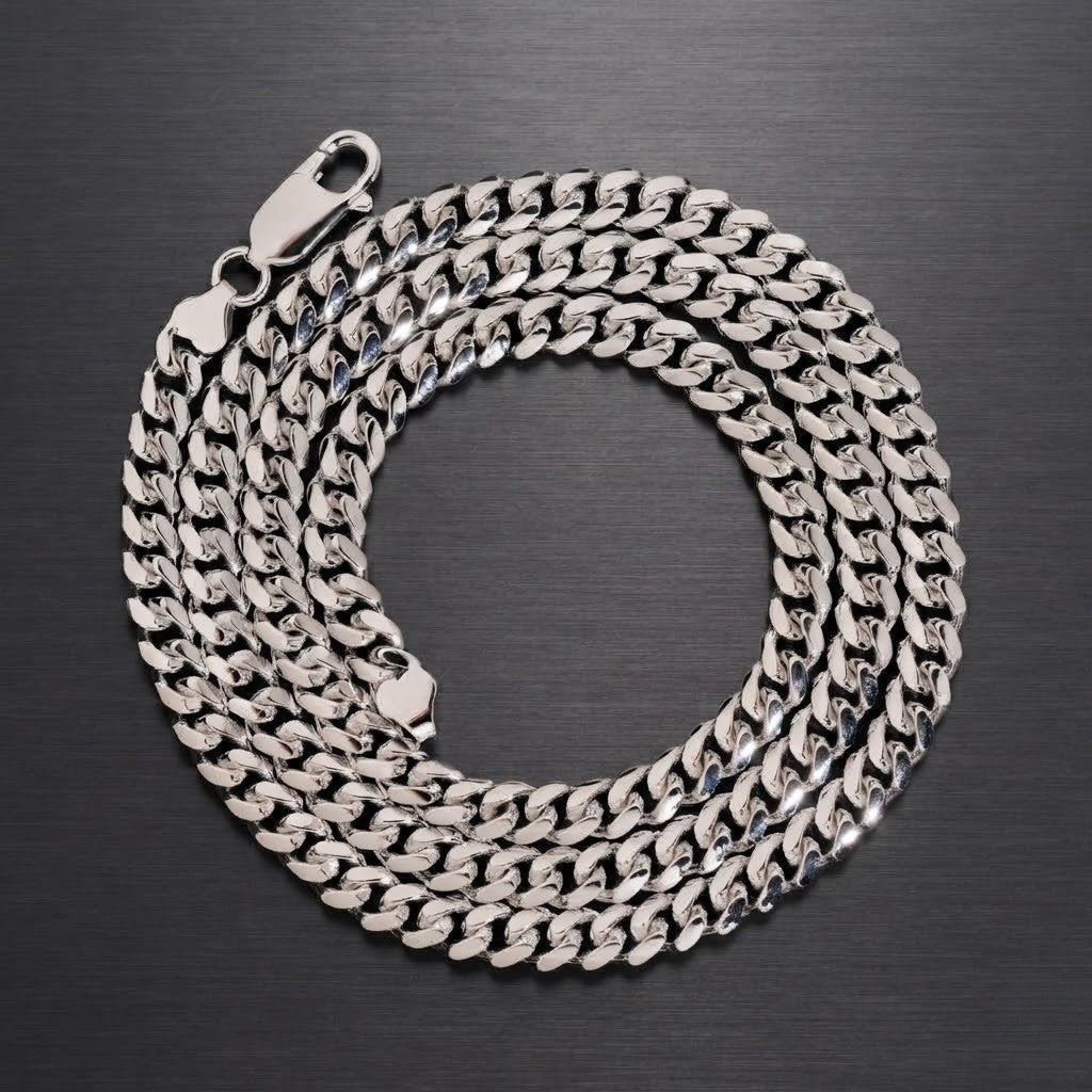 925 Sterling Silver Plain Miami Cuban Link Chain