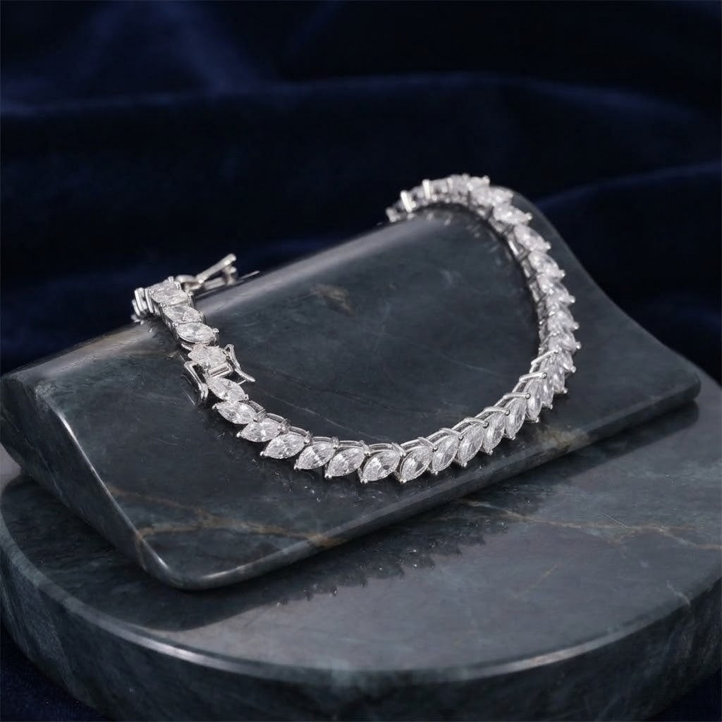 Moissanite Square Pavé Station Tennis Bracelet