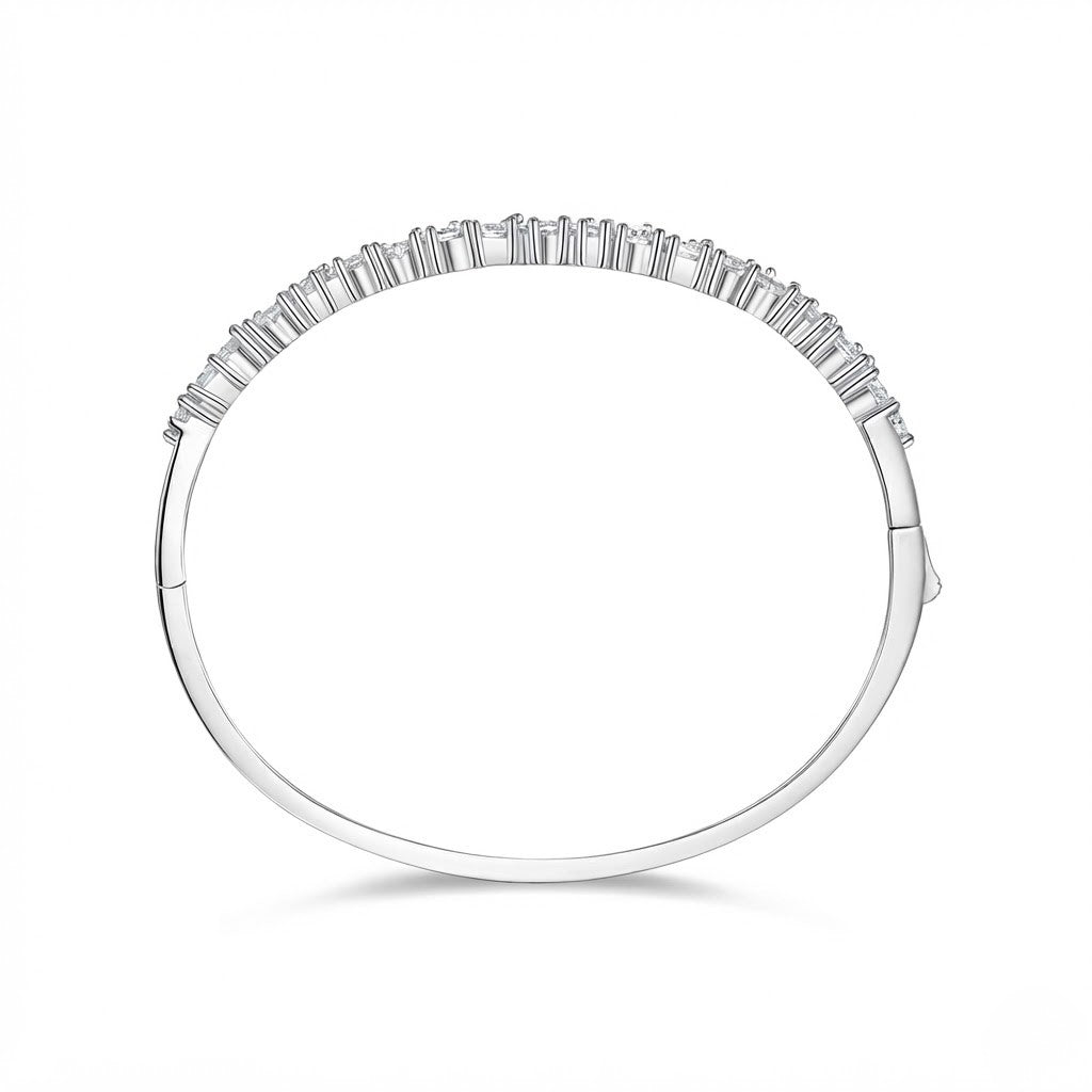 Mixed-Cut Crystal Moissanite Bangle Bracelet