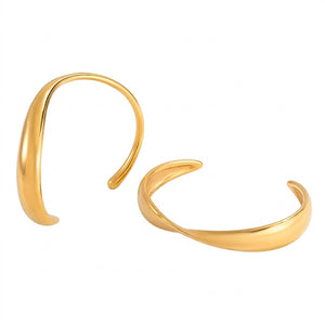 Gold Infinity Curve Bangles with sleek, open-ended design against a white background
