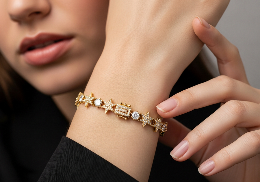 Style This Look — White Stone Tennis Bracelet (Gold)