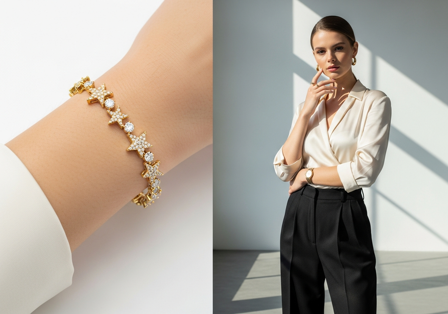 Style This Look — White Stone Tennis Bracelet (Gold)
