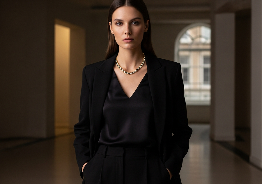 Style This Look — Black Stone Tennis Chain (Gold)
