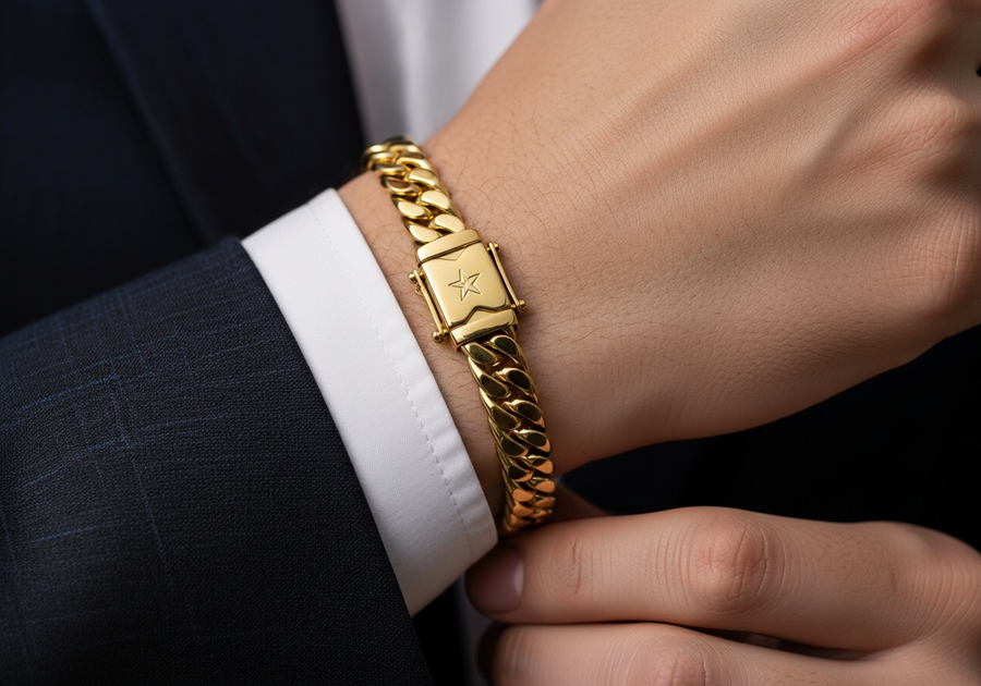 Style This Look — Iconic Cuban Bracelet 8mm (Gold)