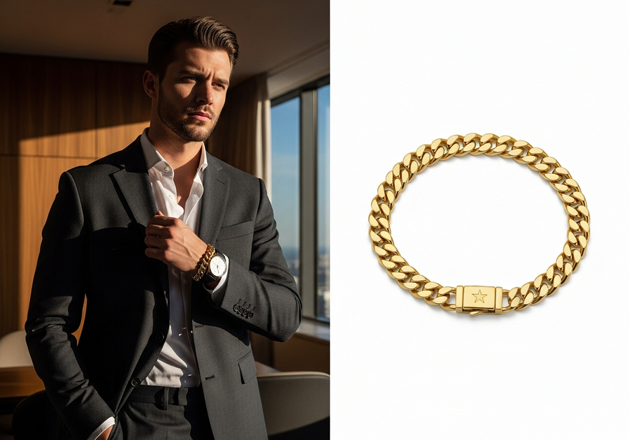 Style This Look — Iconic Cuban Bracelet 8mm (Gold)