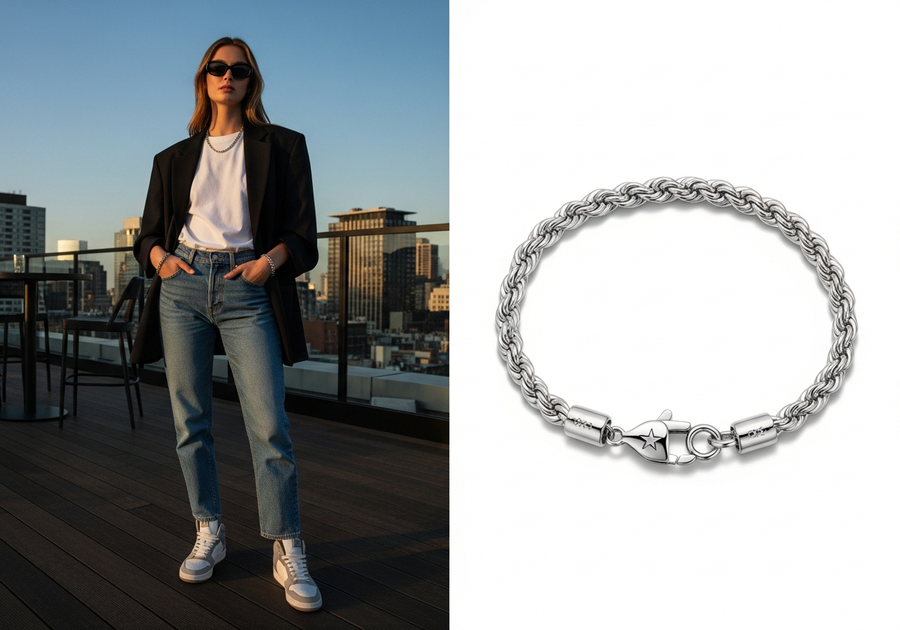 Style This Look — Essential Rope Bracelet 5mm (Silver)