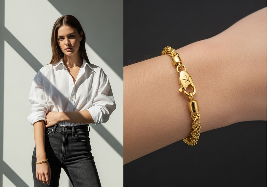 Style This Look — Essential Rope Bracelet 5mm (Gold)