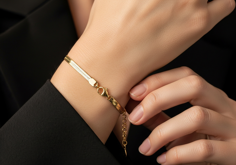 Style This Look — Herringbone Bracelet 3mm (Gold)