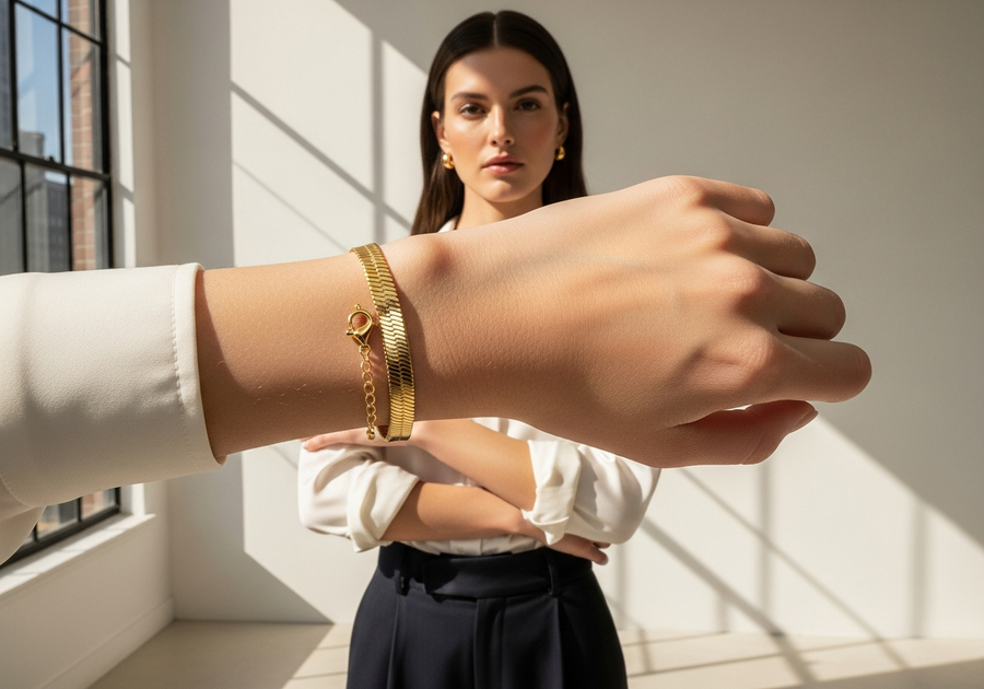 Style This Look — Herringbone Bracelet 3mm (Gold)