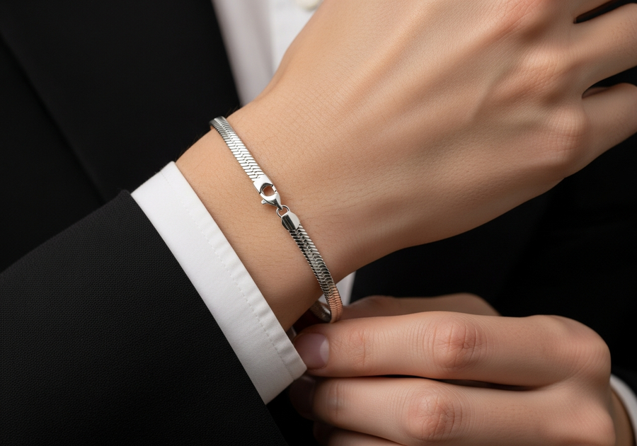 Style This Look — Herringbone Bracelet 4mm (Silver)