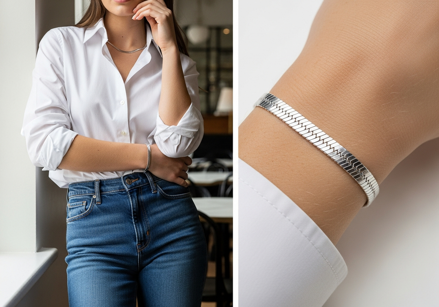 Style This Look — Herringbone Bracelet 5mm (Silver)