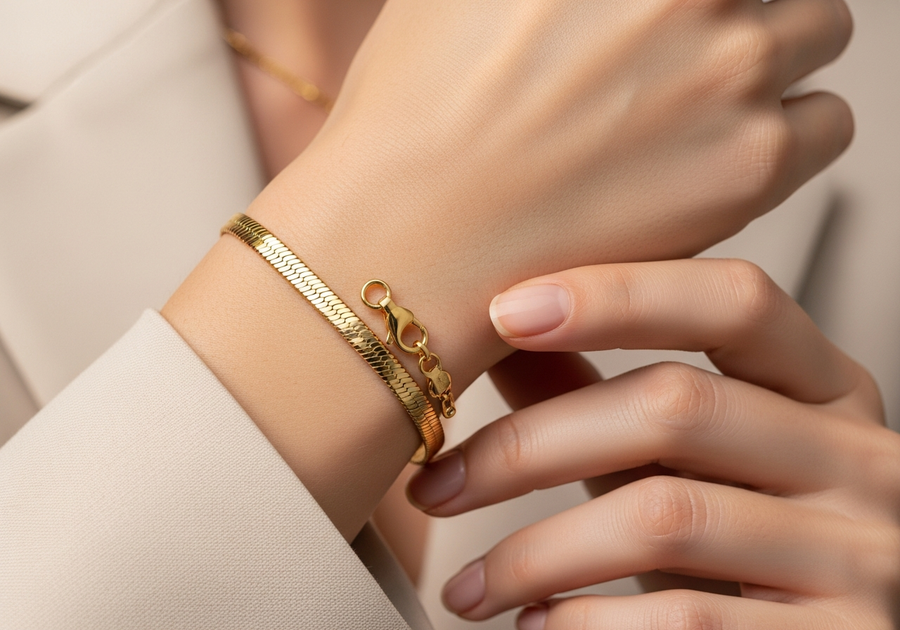 Style This Look — Herringbone Bracelet 5mm (Gold)