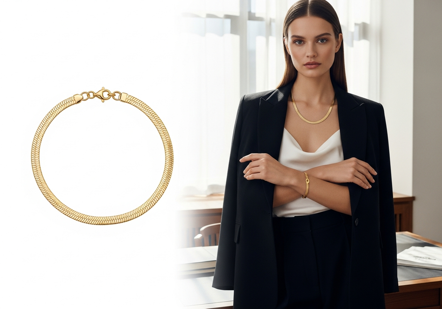 Style This Look — Herringbone Bracelet 5mm (Gold)