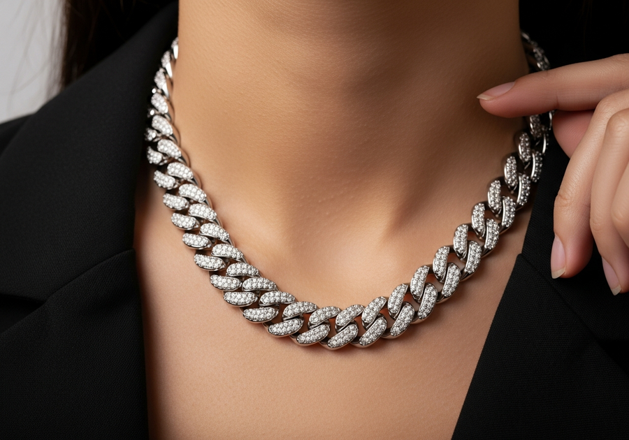 Style This Look — Iced Out Cuban Link Bracelet White Gold 10mm